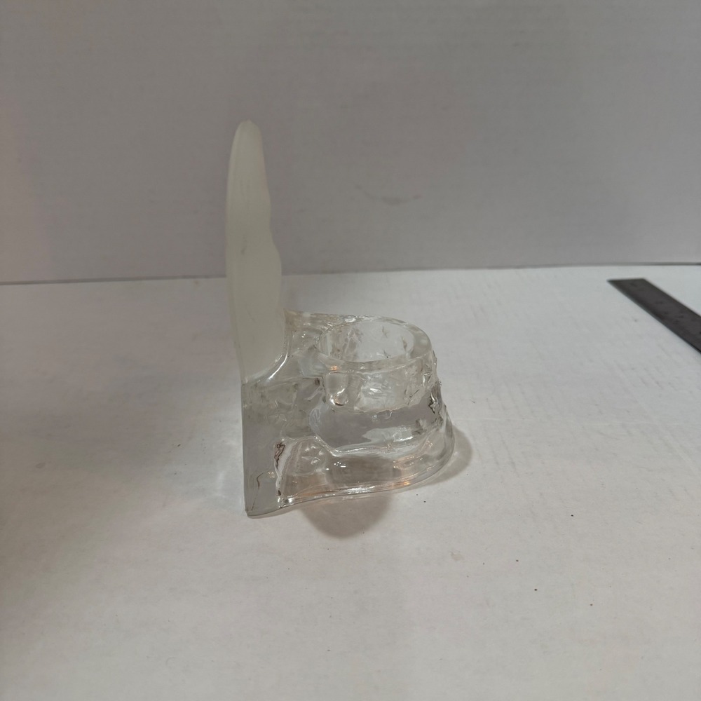 Vintage Frosted Glass Crescent Man in the Moon Star Votive Candle Holder Y2K 90s - Picture 3 of 10
